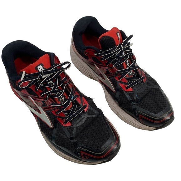 BROOKS Ravenna 7 Running Shoe Sneaker Black Red 9 Men Lace Up Walking Shoe - Picture 2 of 9